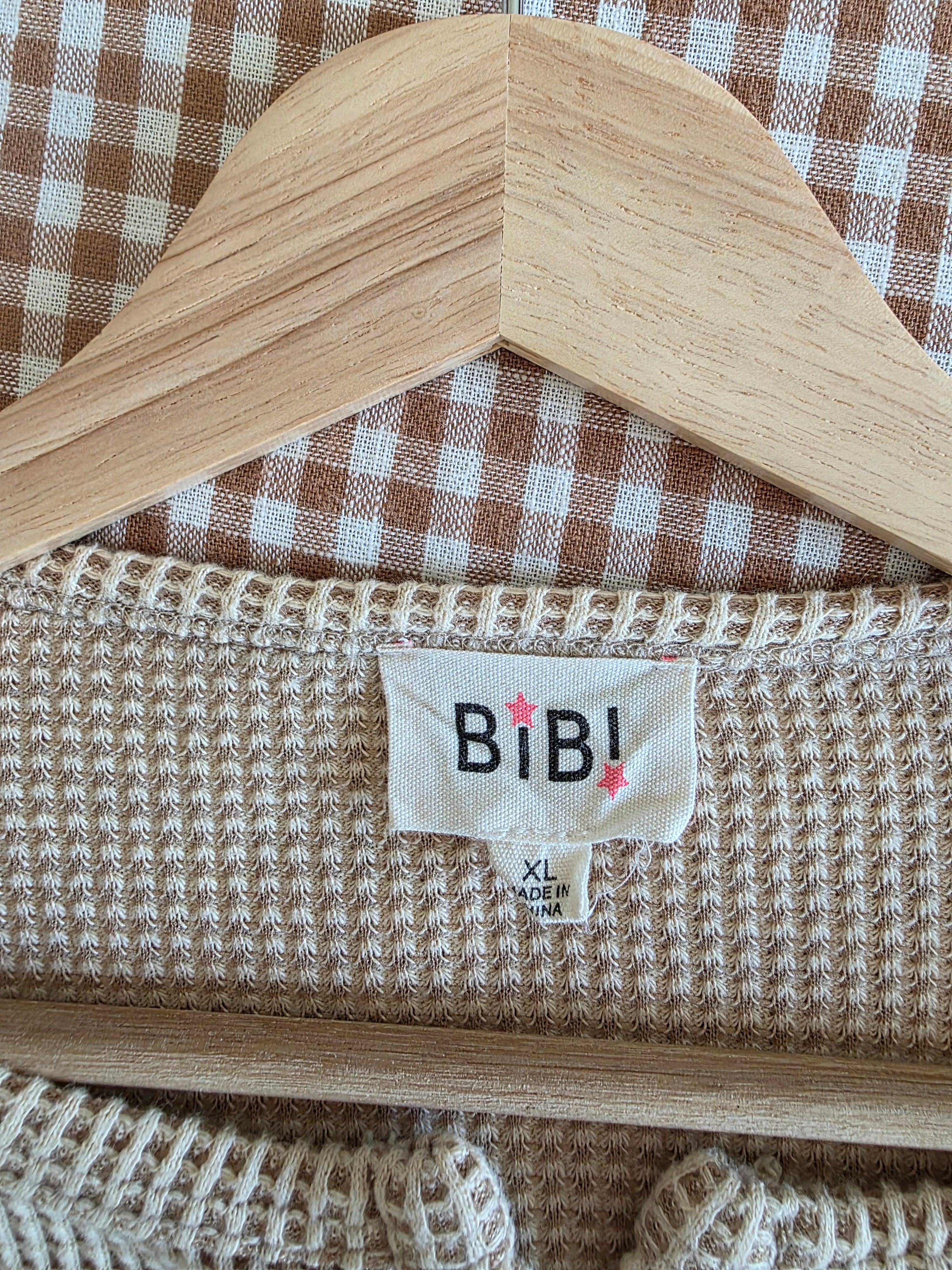 Bibi Waffle Henley Top (XL)