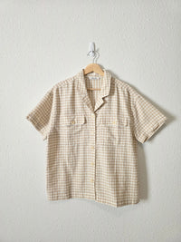 Madewell Neutral Gingham Button Up Shirt (L/XL)