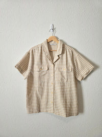 Madewell Neutral Gingham Button Up Shirt (L/XL)