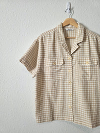 Madewell Neutral Gingham Button Up Shirt (L/XL)