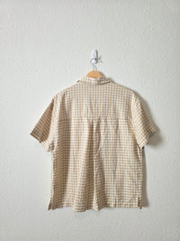 Madewell Neutral Gingham Button Up Shirt (L/XL)