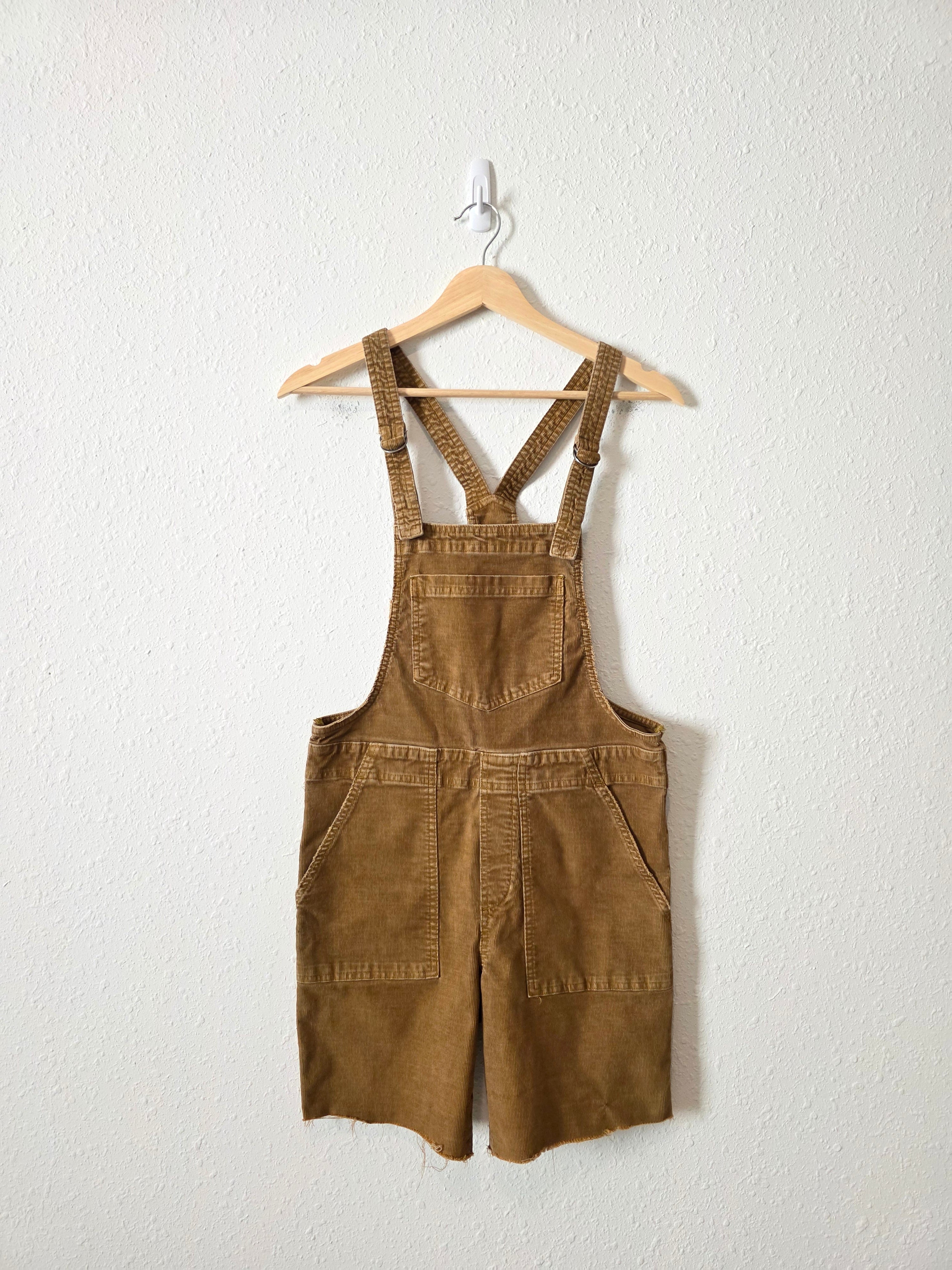 Aerie Brown Corduroy Shortalls (XXS)