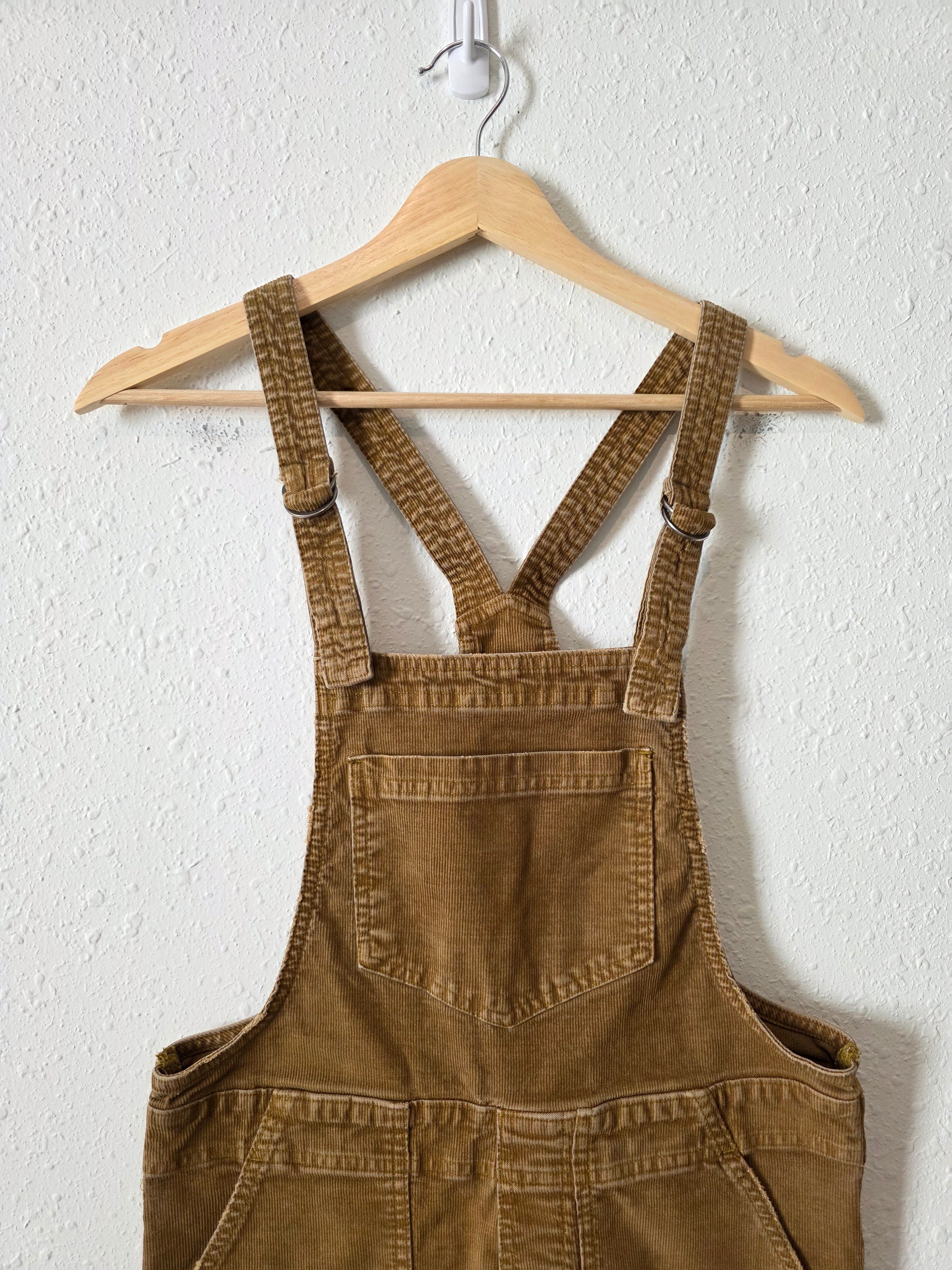 Aerie Brown Corduroy Shortalls (XXS)