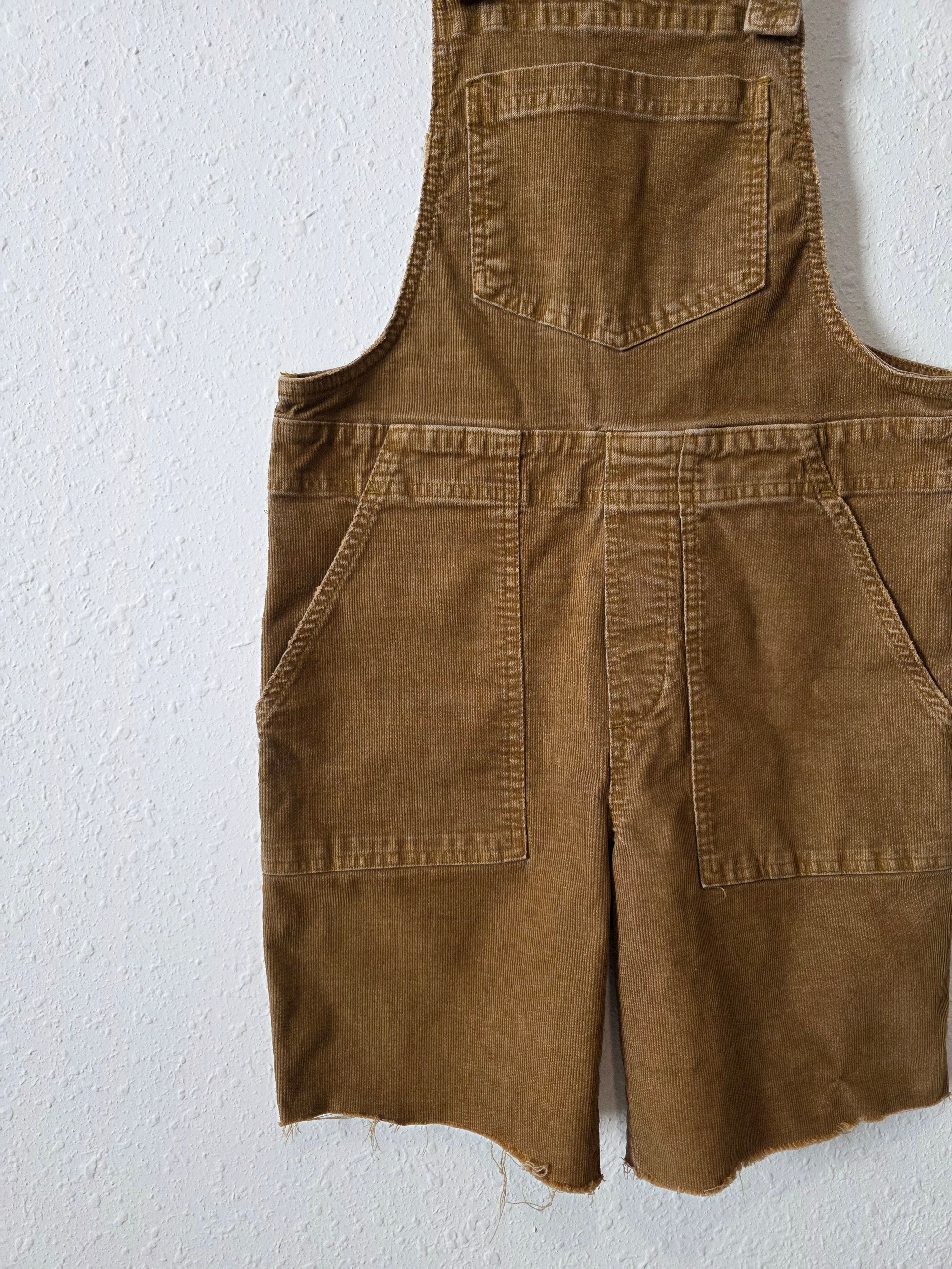 Aerie Brown Corduroy Shortalls (XXS)