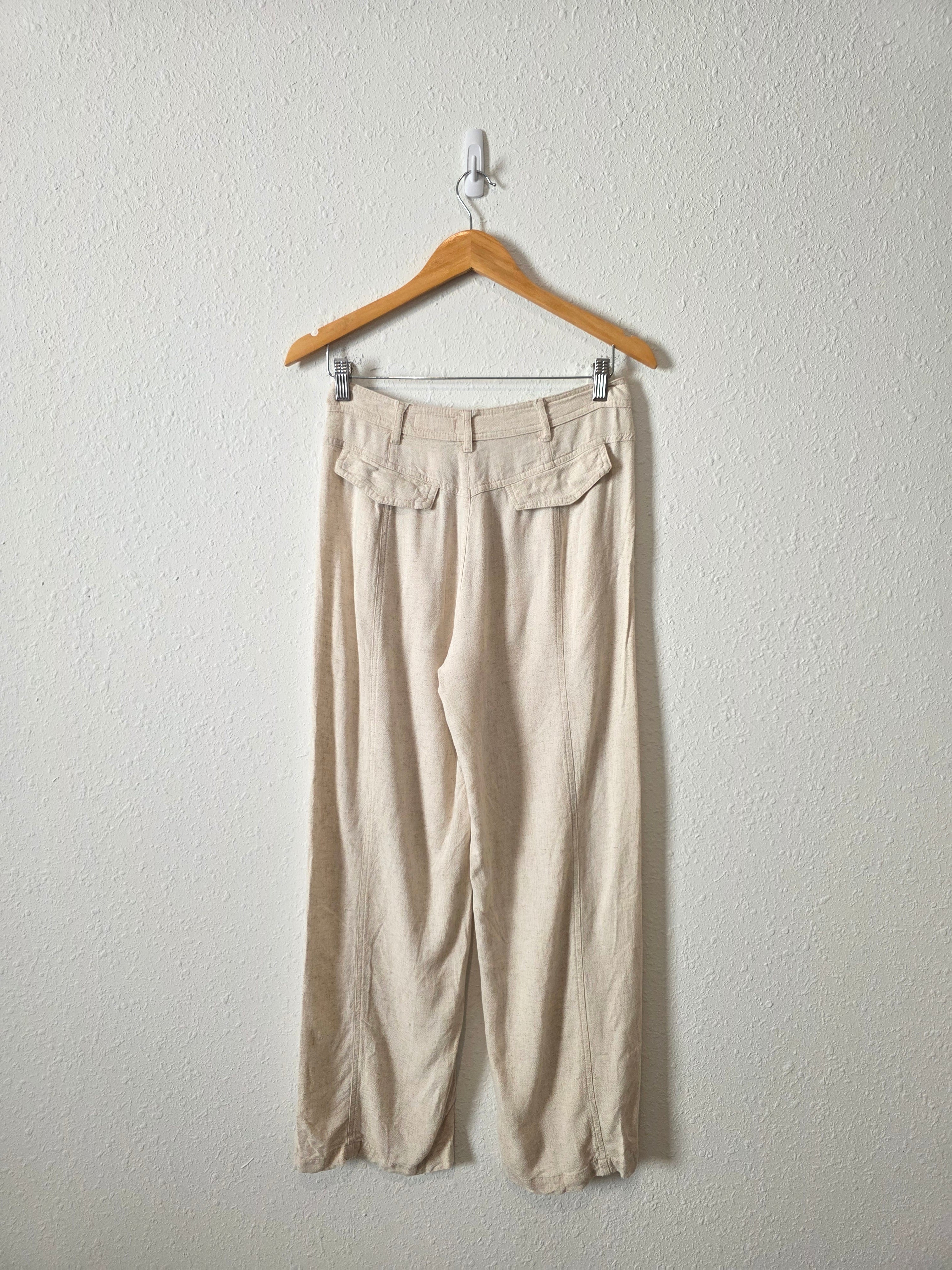 Linen Blend Wide Leg Pants (26)