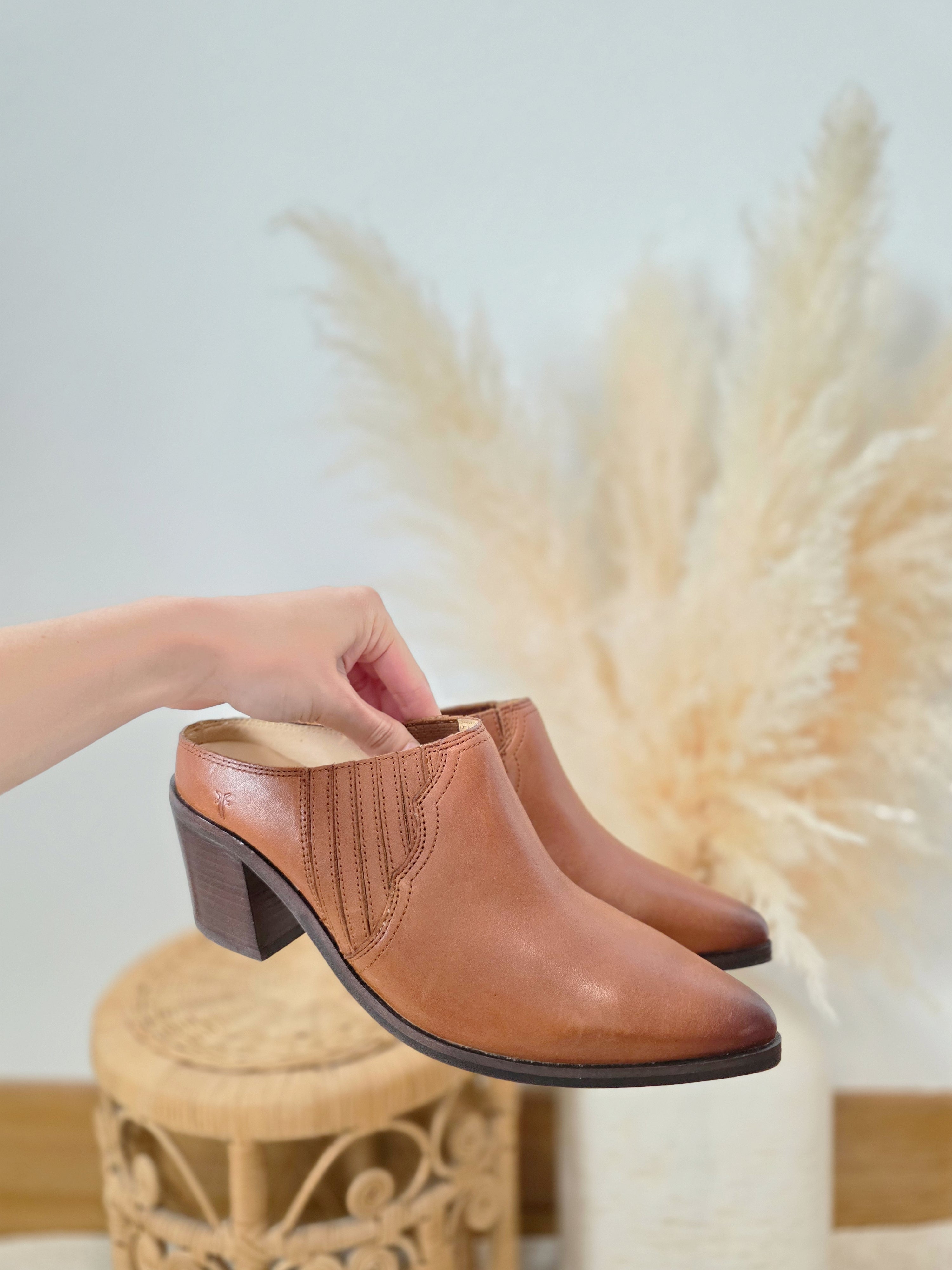 Frye Cognac Leather Mules (7.5)
