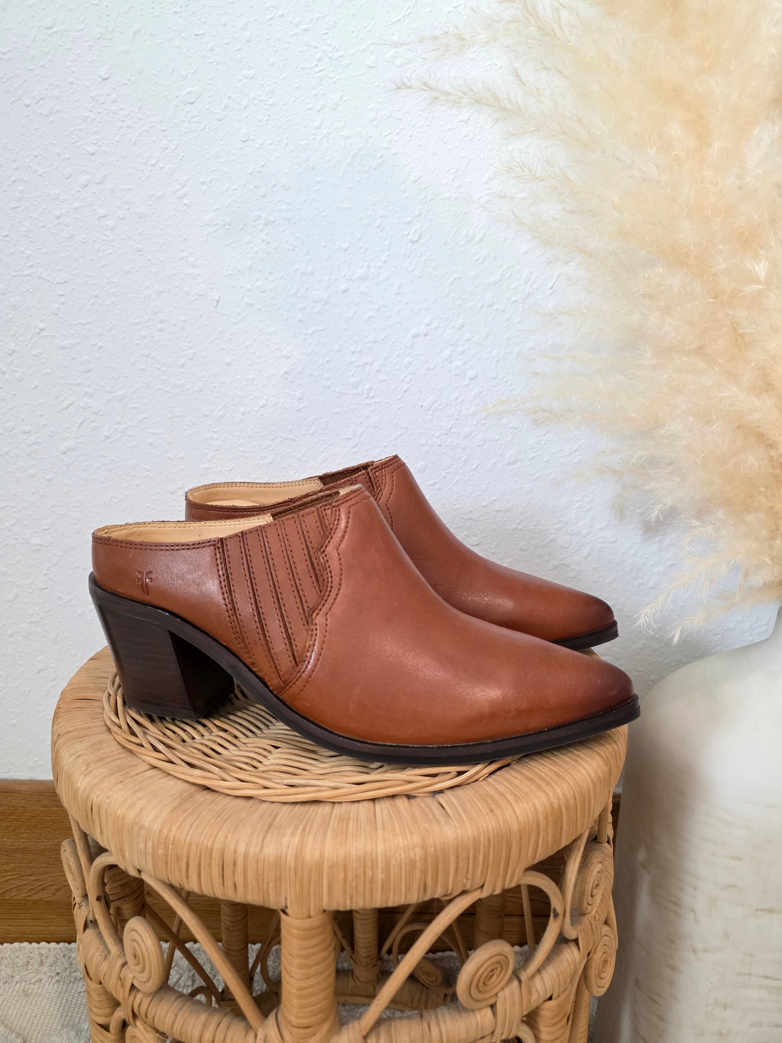 Frye Cognac Leather Mules (7.5)