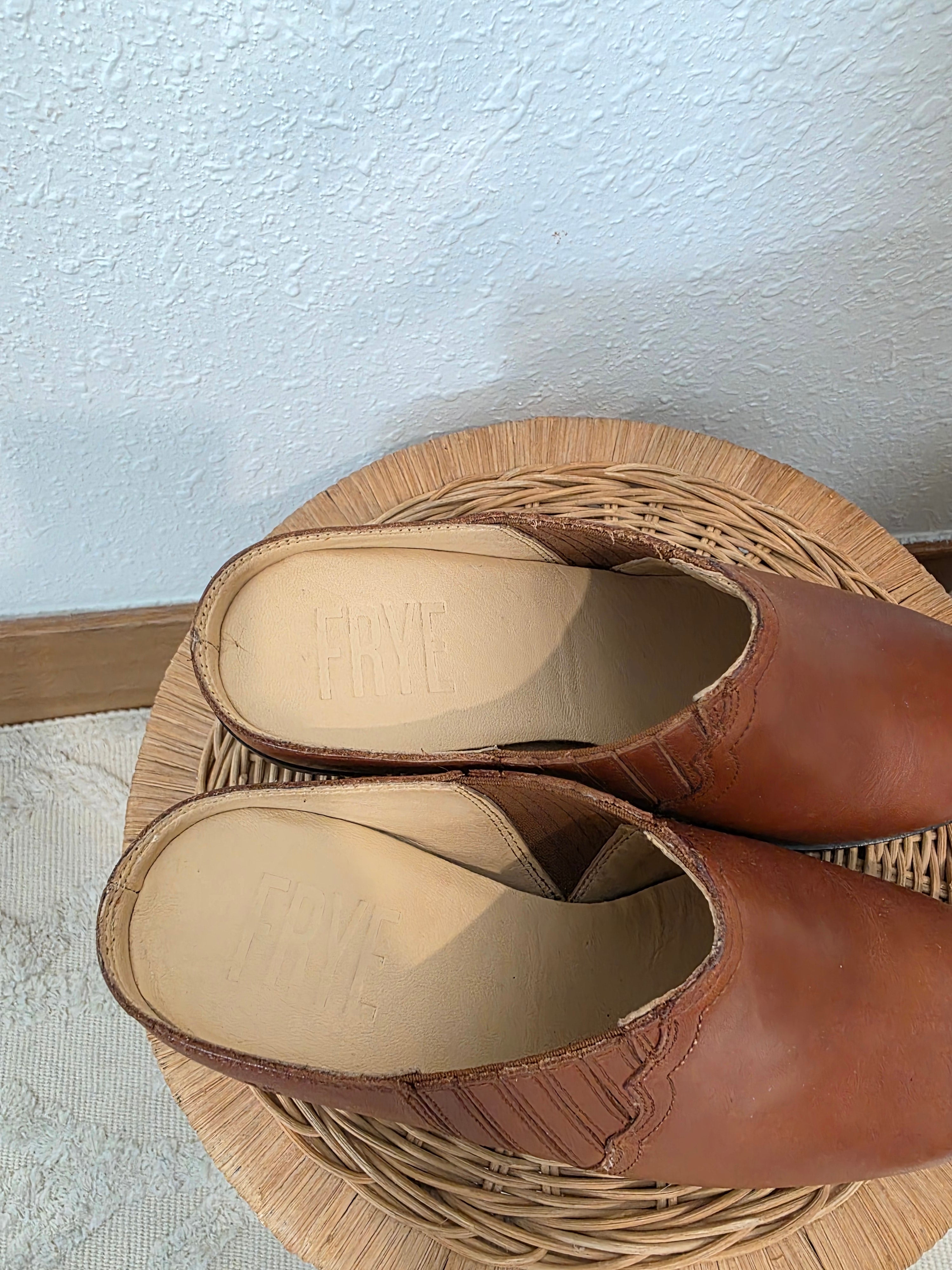 Frye Cognac Leather Mules (7.5)