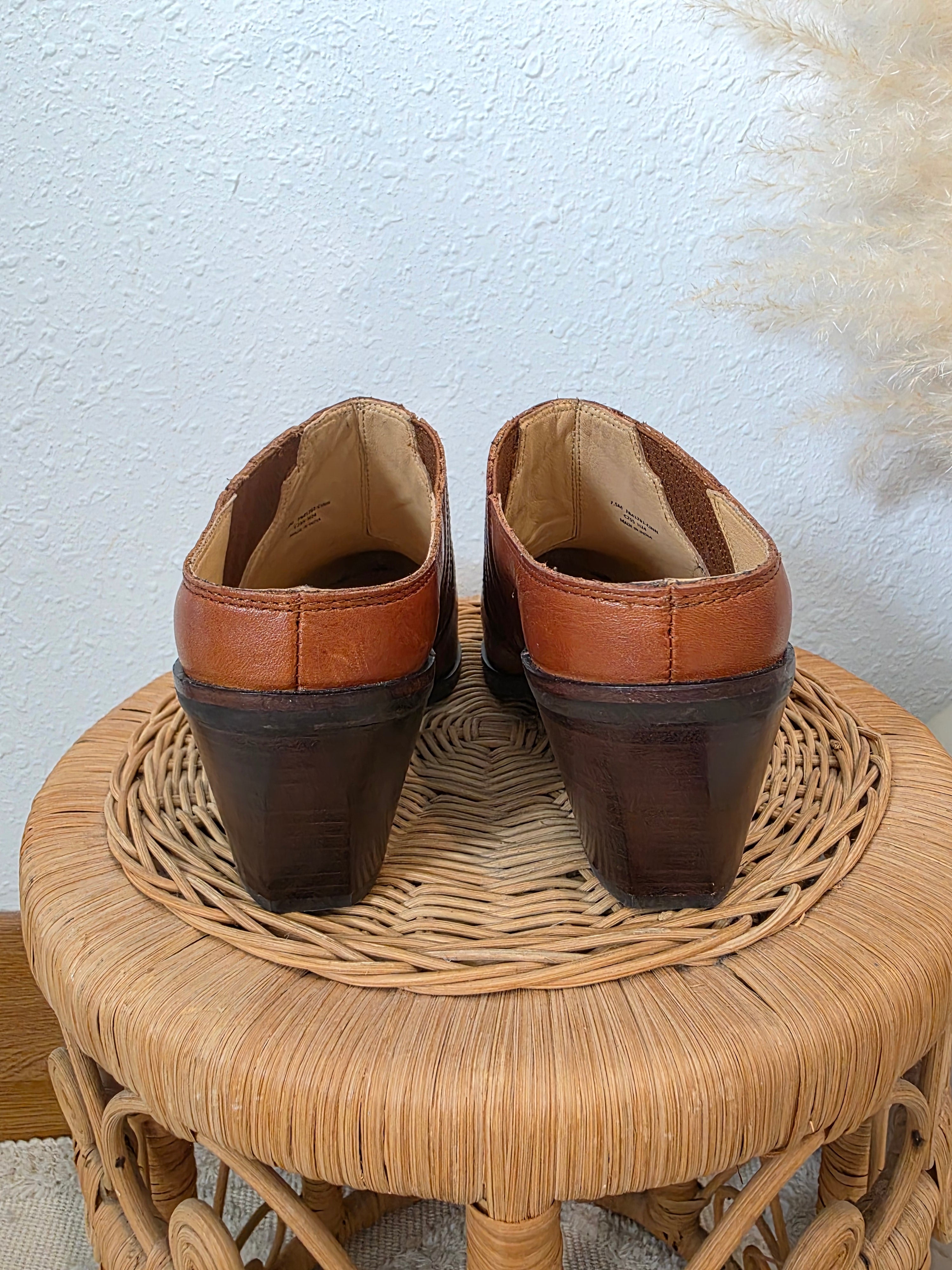 Frye Cognac Leather Mules (7.5)