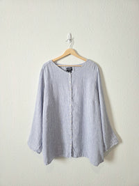 Striped Linen Button Up Shirt (3X)