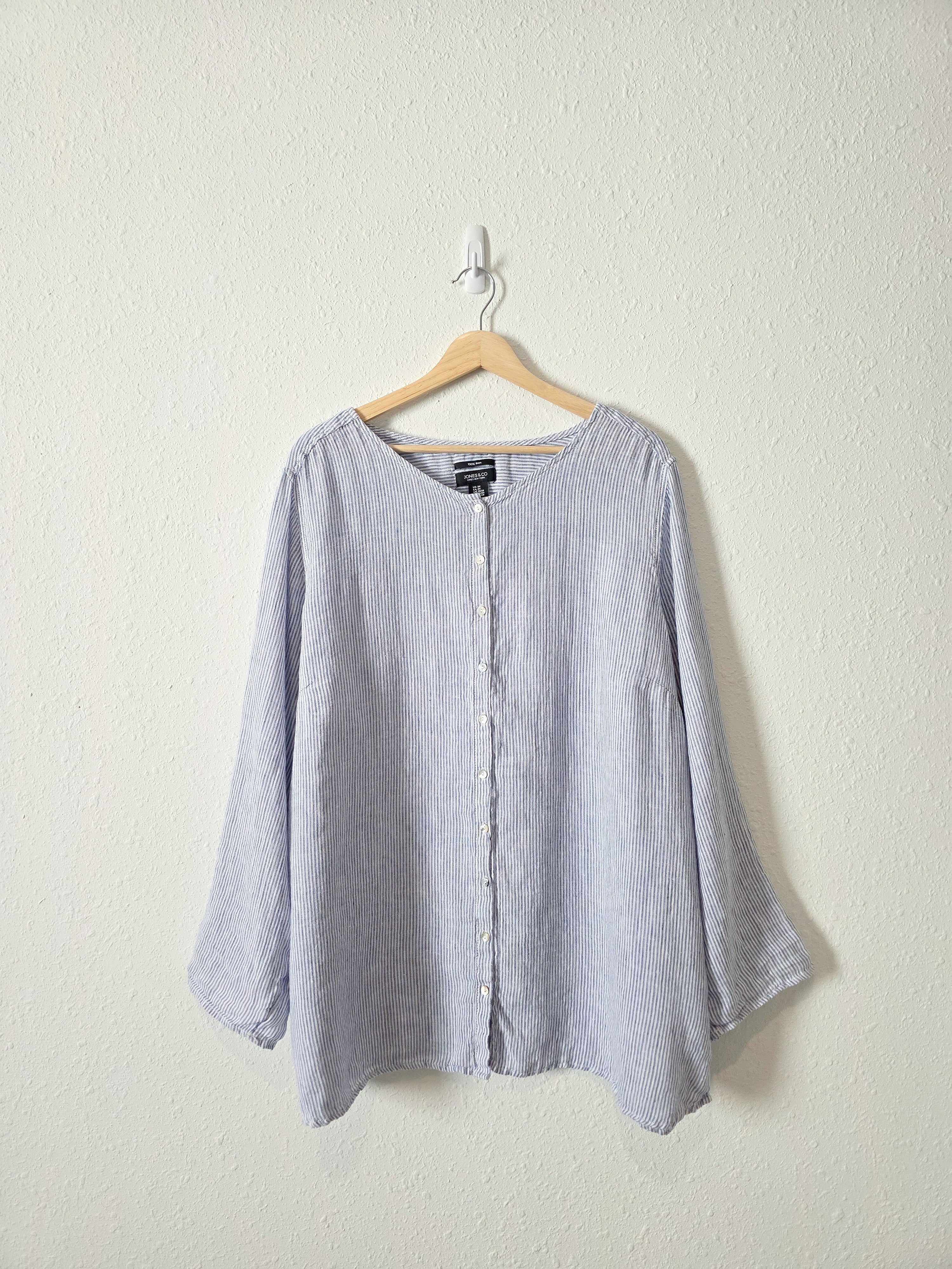 Striped Linen Button Up Shirt (3X)