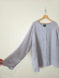 Striped Linen Button Up Shirt (3X)