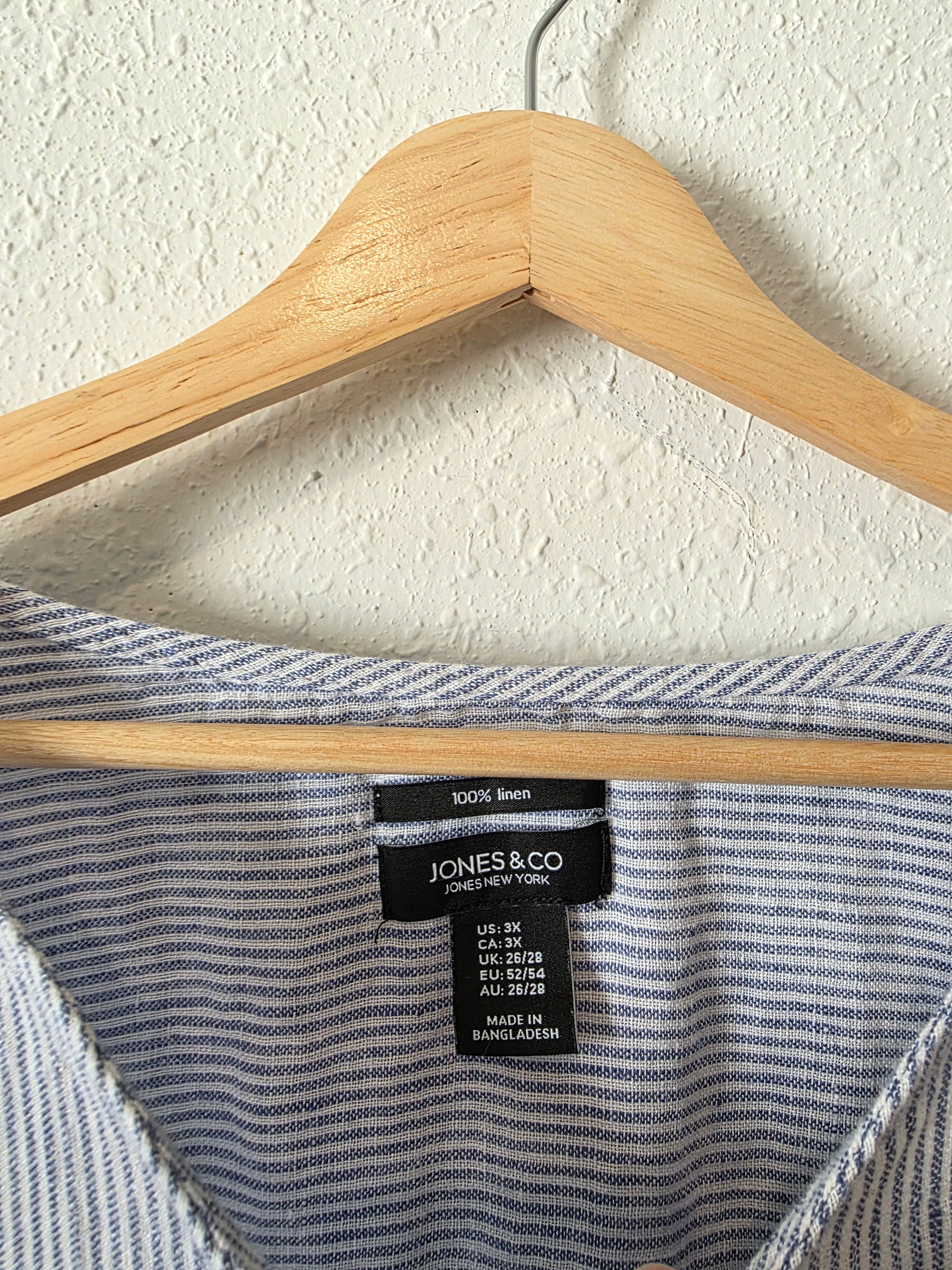 Striped Linen Button Up Shirt (3X)