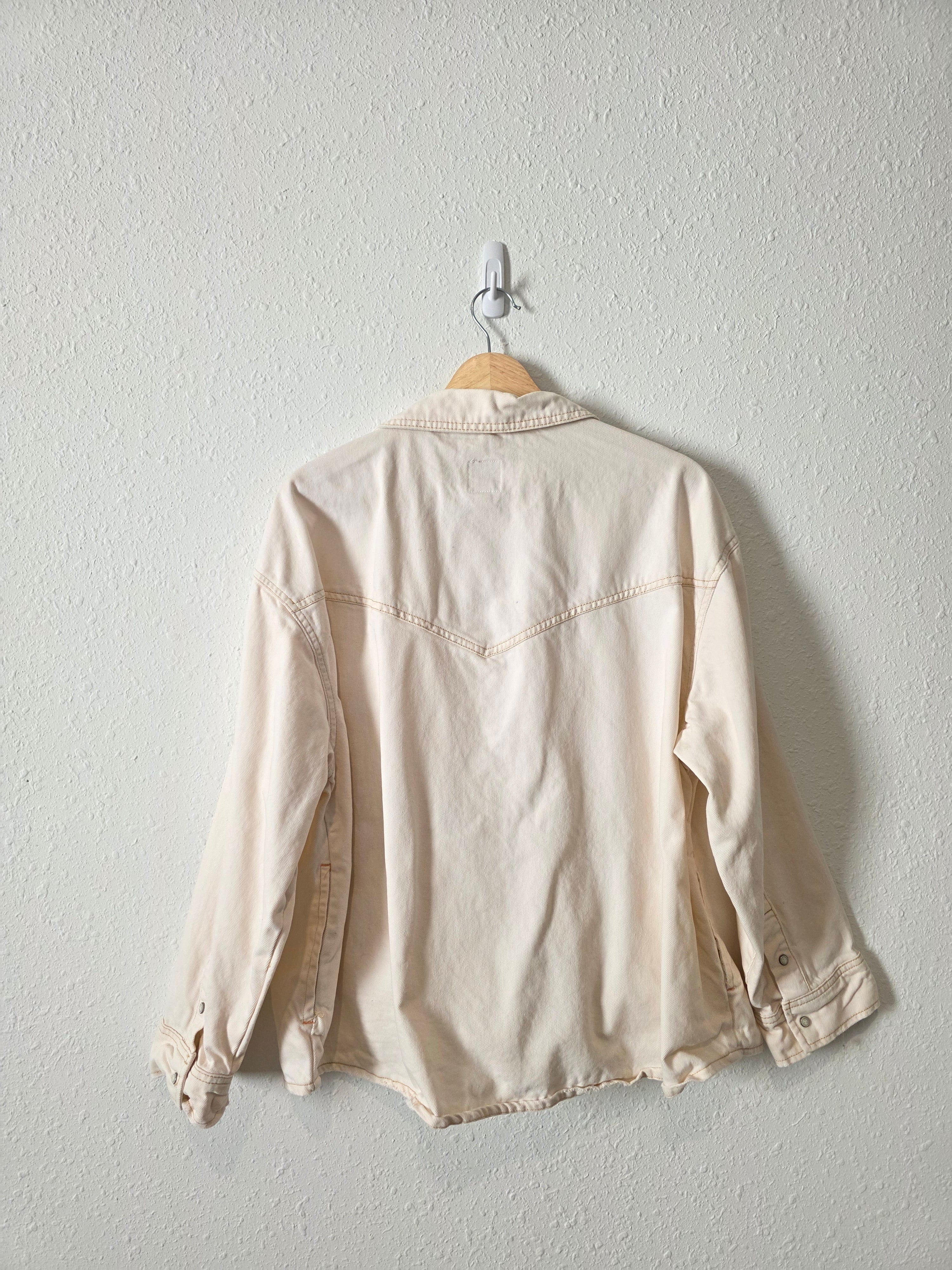 Kensie Ecru Snap Button Shirt Jacket (XL)