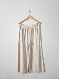 Hem & Thread Linen Blend Wide Leg Pants (L)