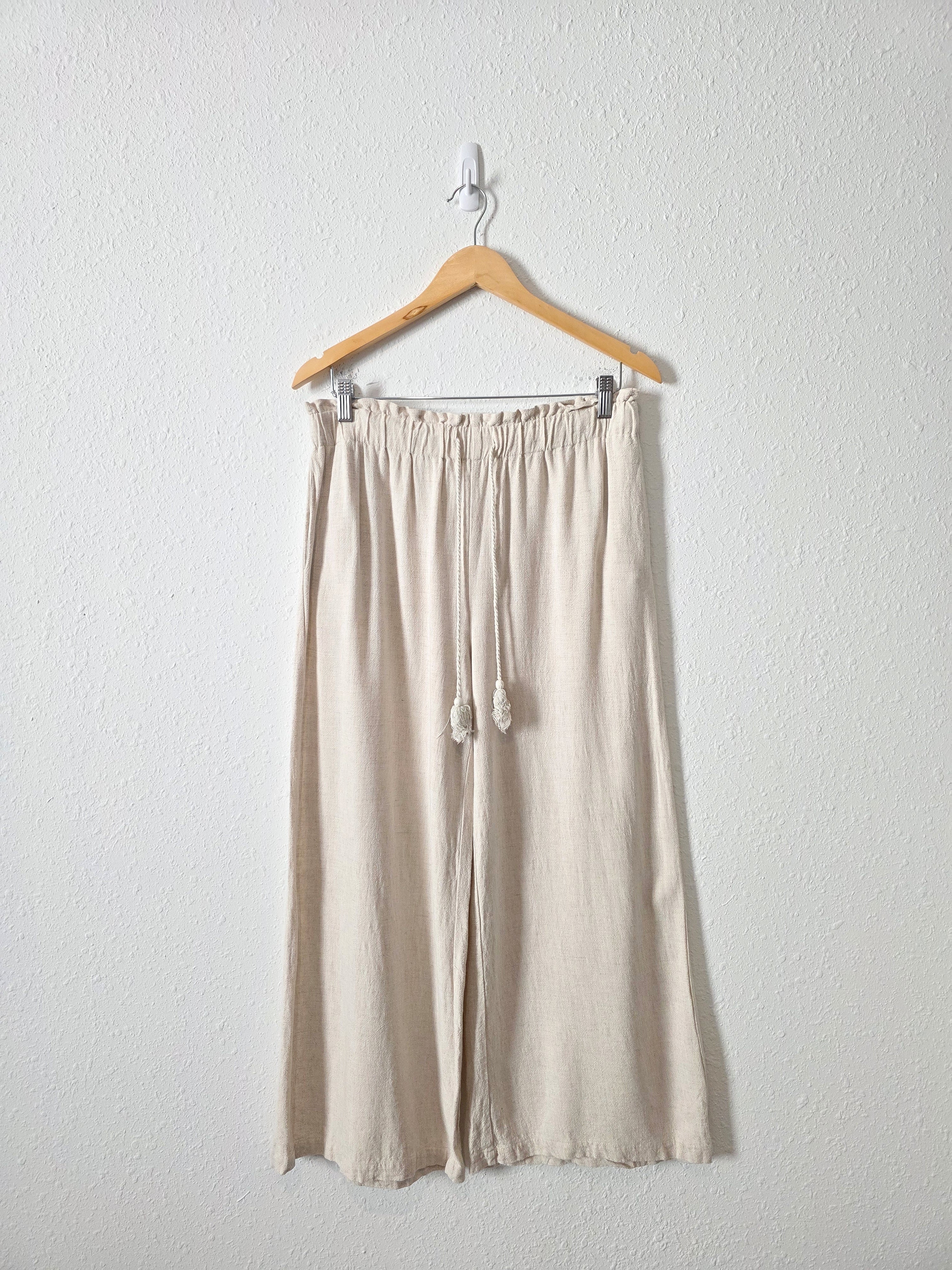 Hem & Thread Linen Blend Wide Leg Pants (L)