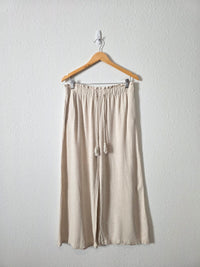 Hem & Thread Linen Blend Wide Leg Pants (L)