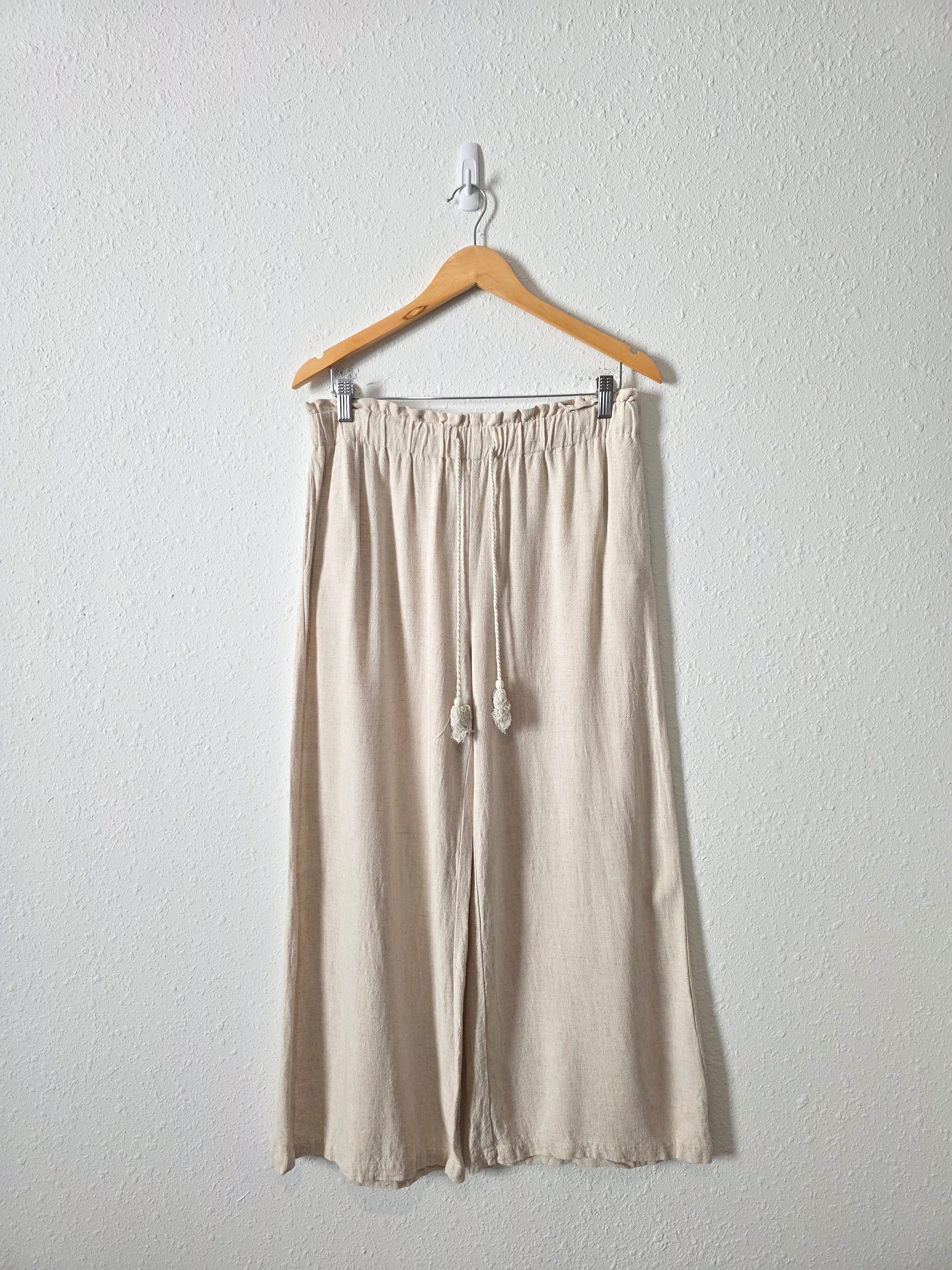Hem & Thread Linen Blend Wide Leg Pants (L)
