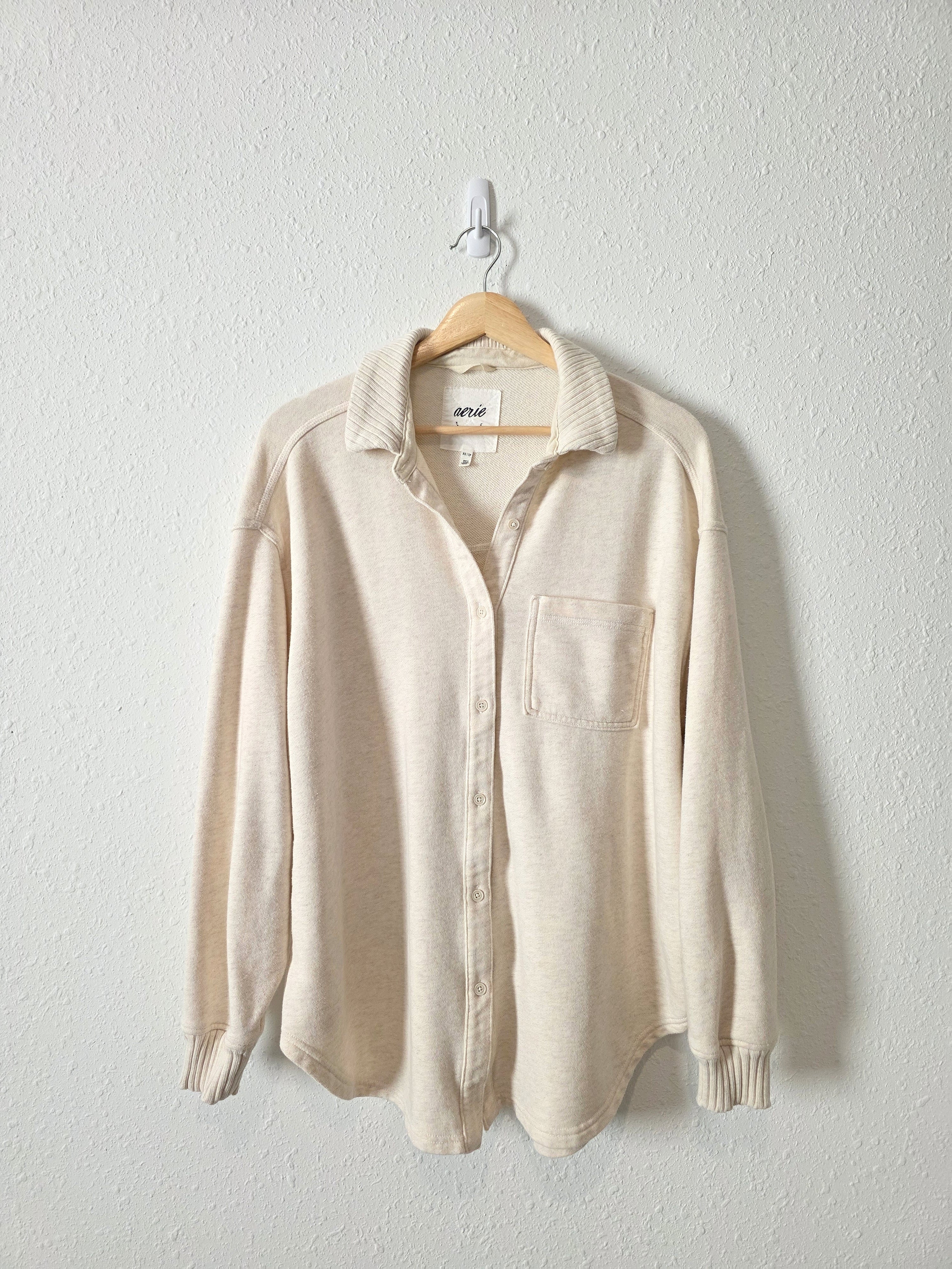 Aerie Oat Oversized Shirt Jacket (XS)