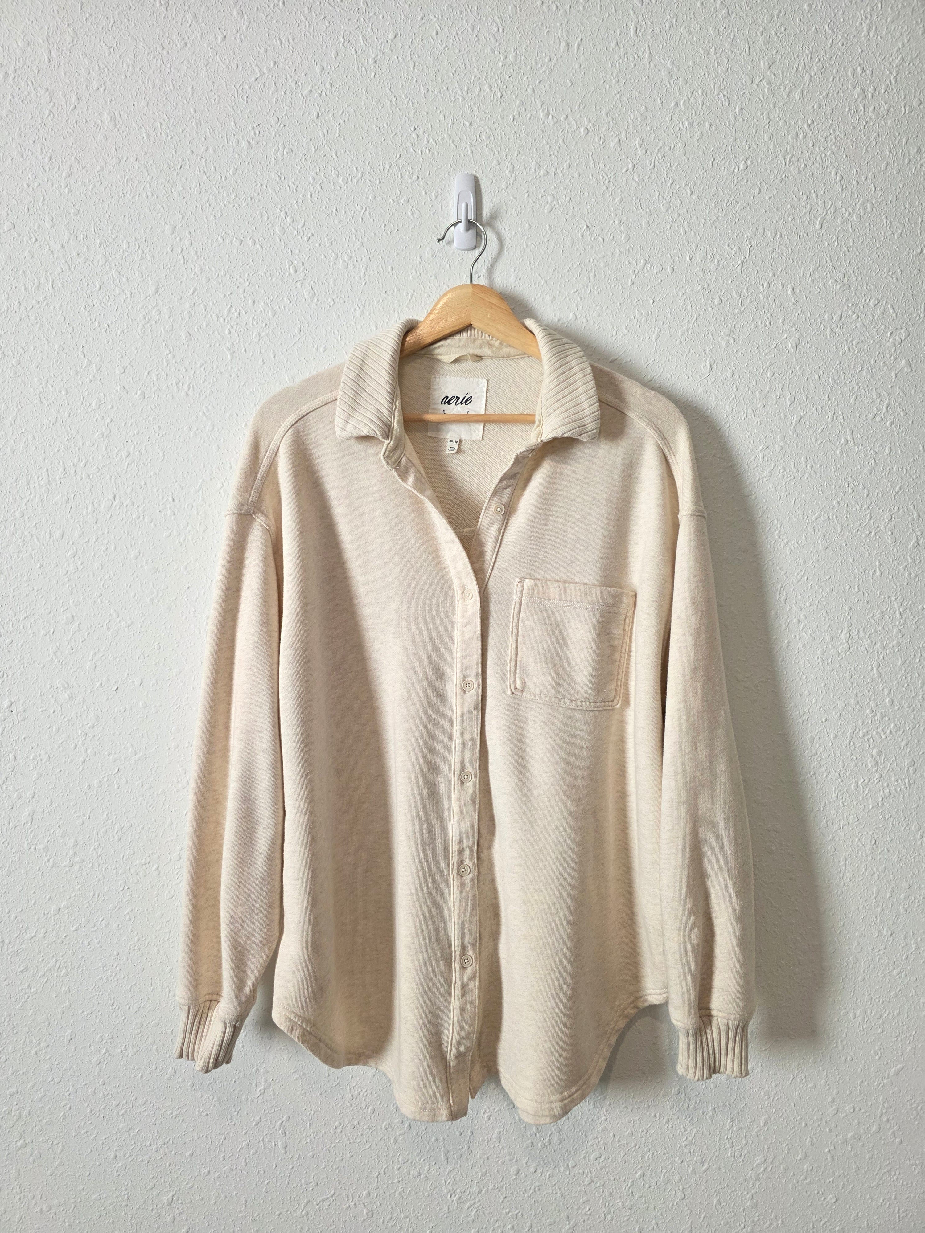 Aerie Oat Oversized Shirt Jacket (XS)