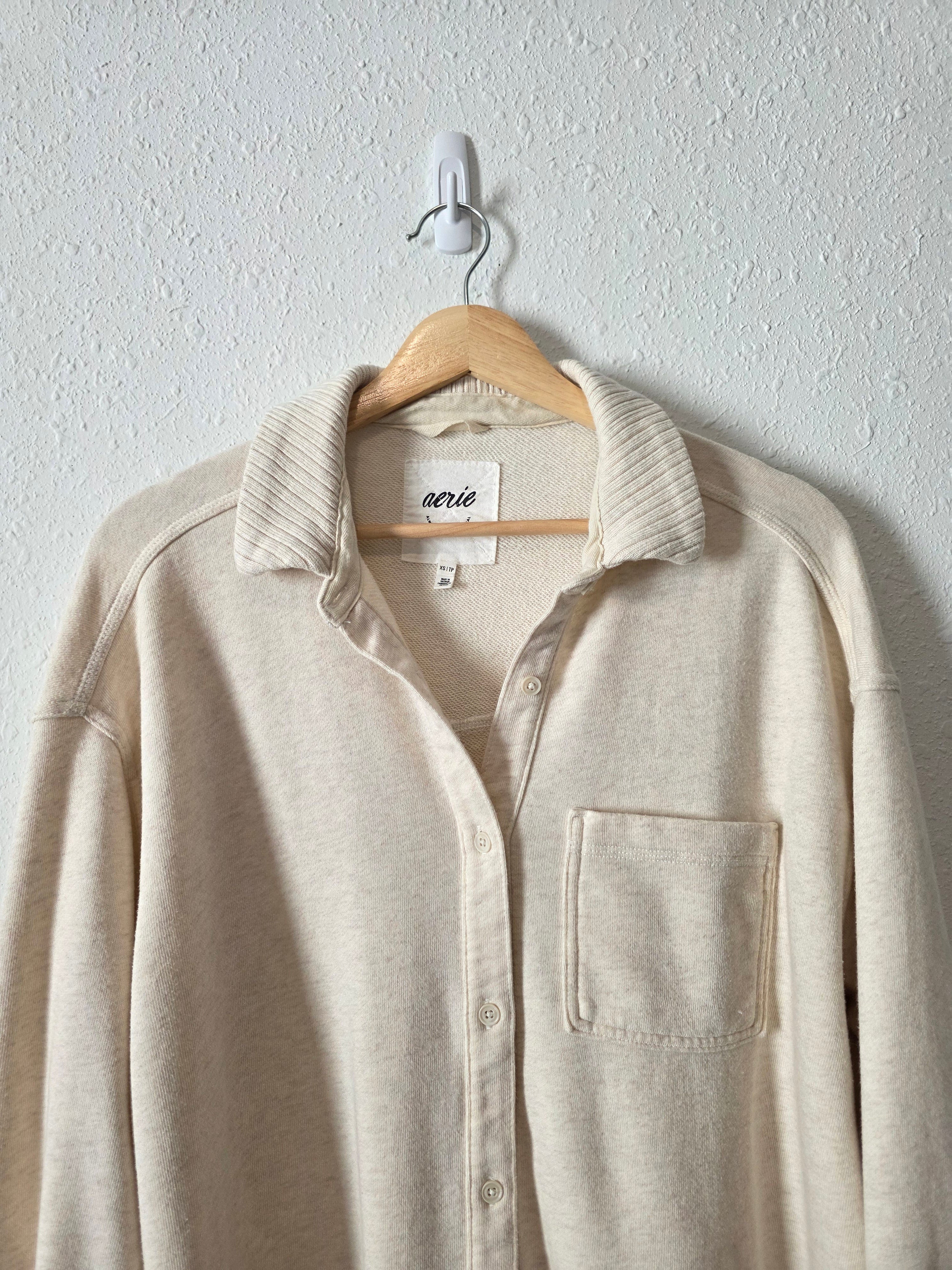 Aerie Oat Oversized Shirt Jacket (XS)