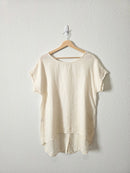 Cream Button Back Linen Top (M)