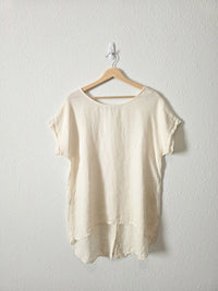Cream Button Back Linen Top (M)