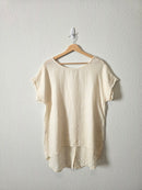 Cream Button Back Linen Top (M)