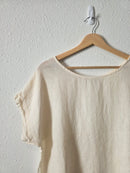 Cream Button Back Linen Top (M)