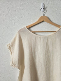 Cream Button Back Linen Top (M)