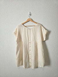 Cream Button Back Linen Top (M)