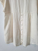 Cream Button Back Linen Top (M)