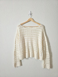 Relaxed Crochet Cotton Sweater (L)