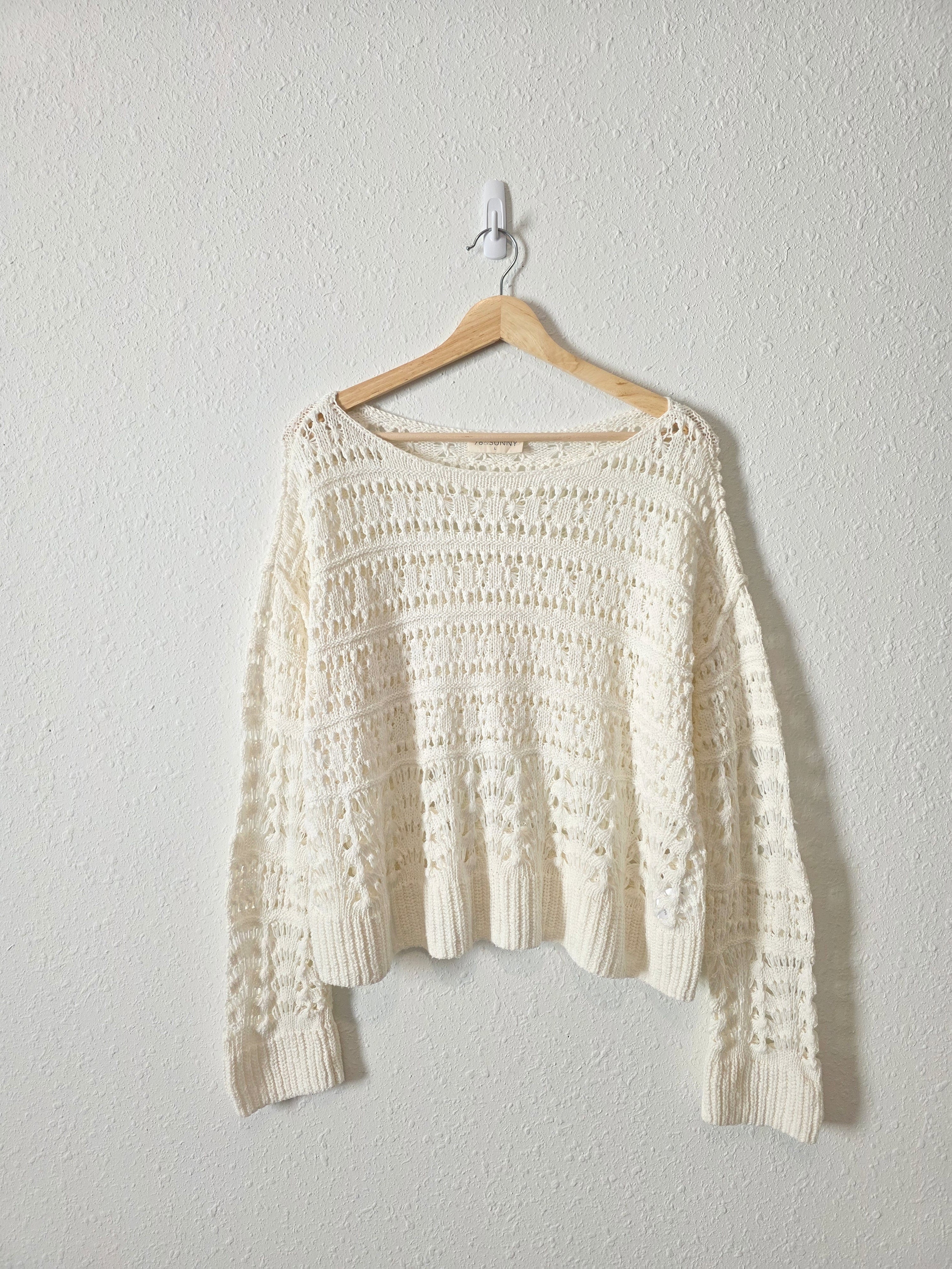 Relaxed Crochet Cotton Sweater (L)