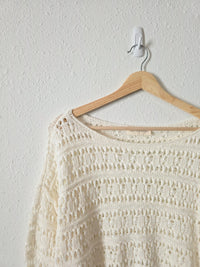 Relaxed Crochet Cotton Sweater (L)