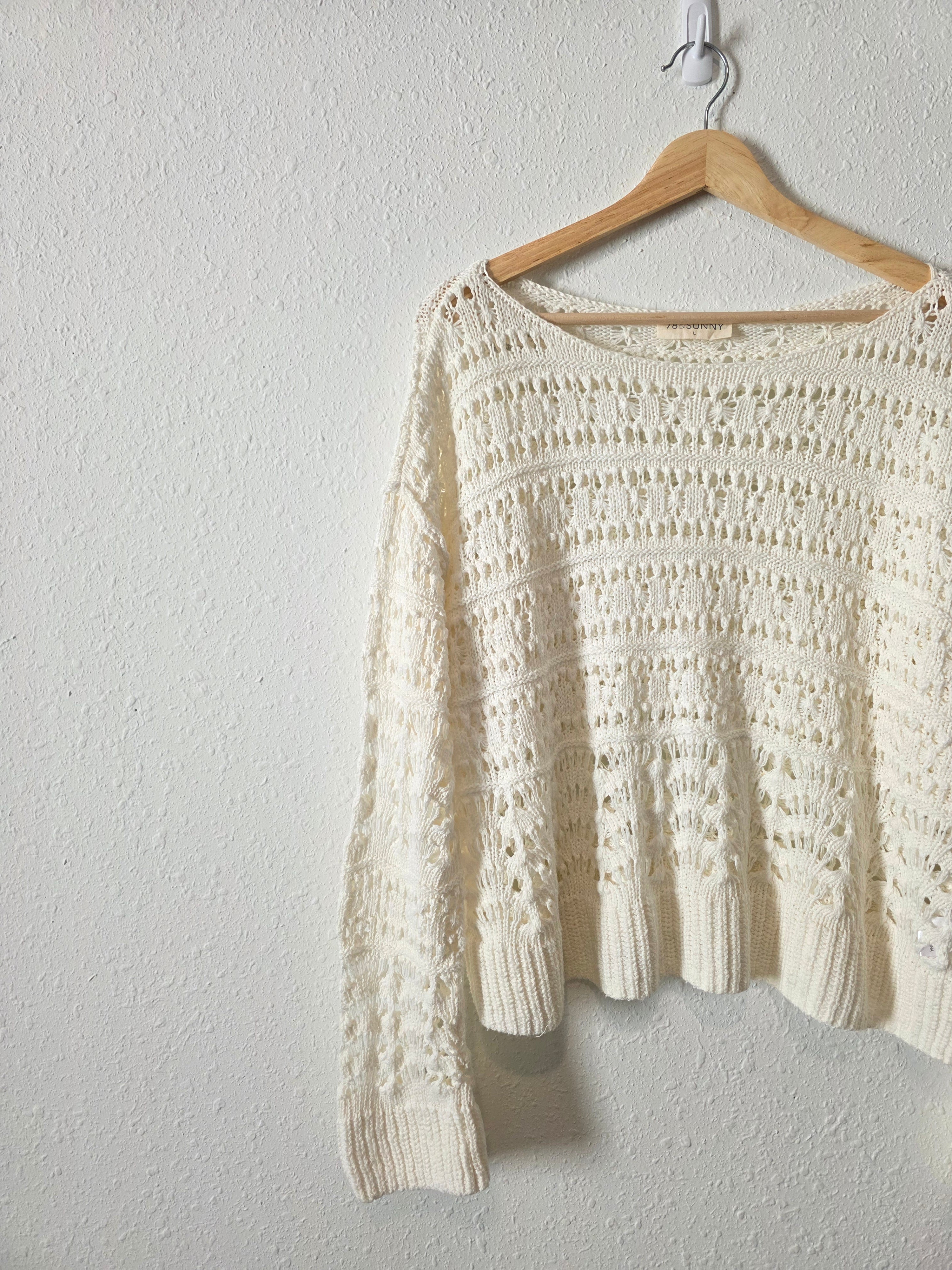 Relaxed Crochet Cotton Sweater (L)