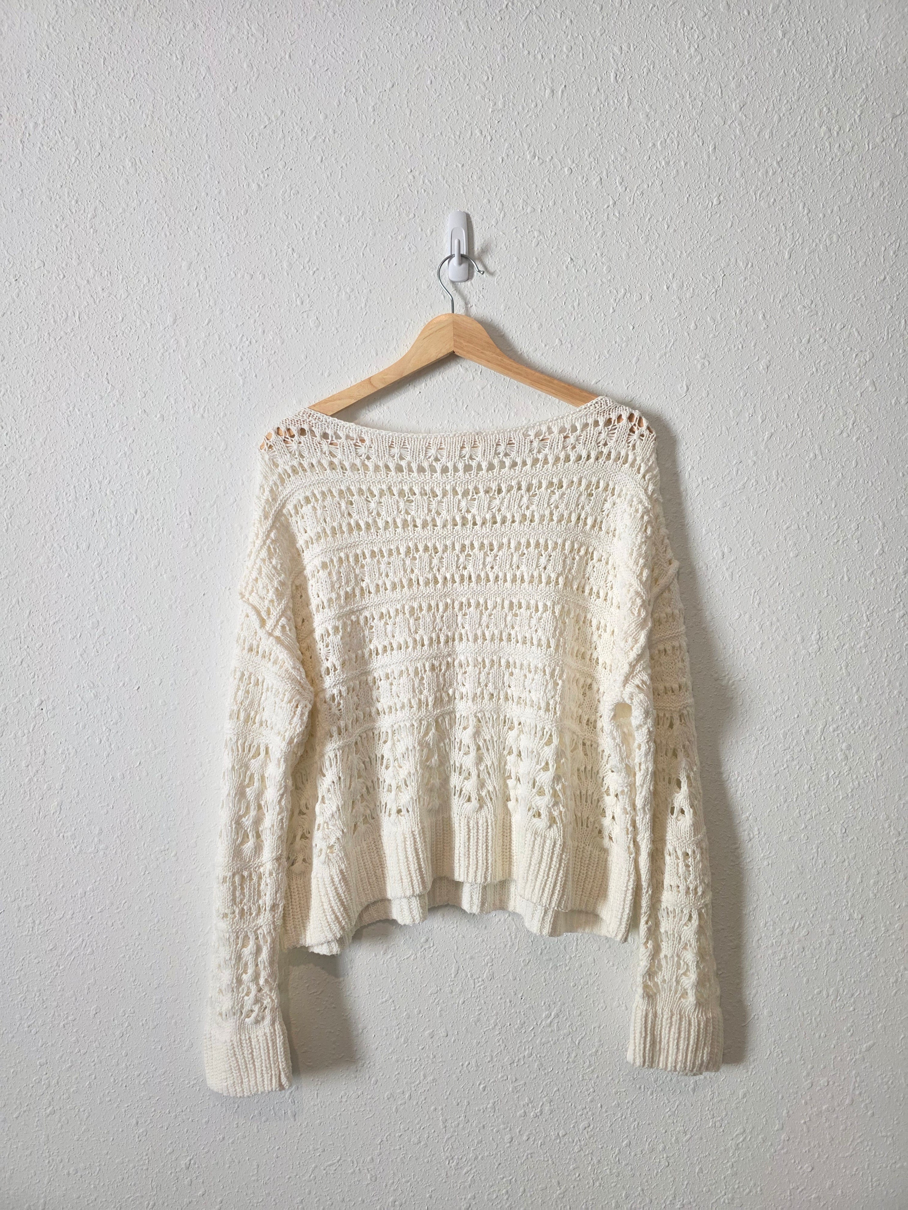 Relaxed Crochet Cotton Sweater (L)