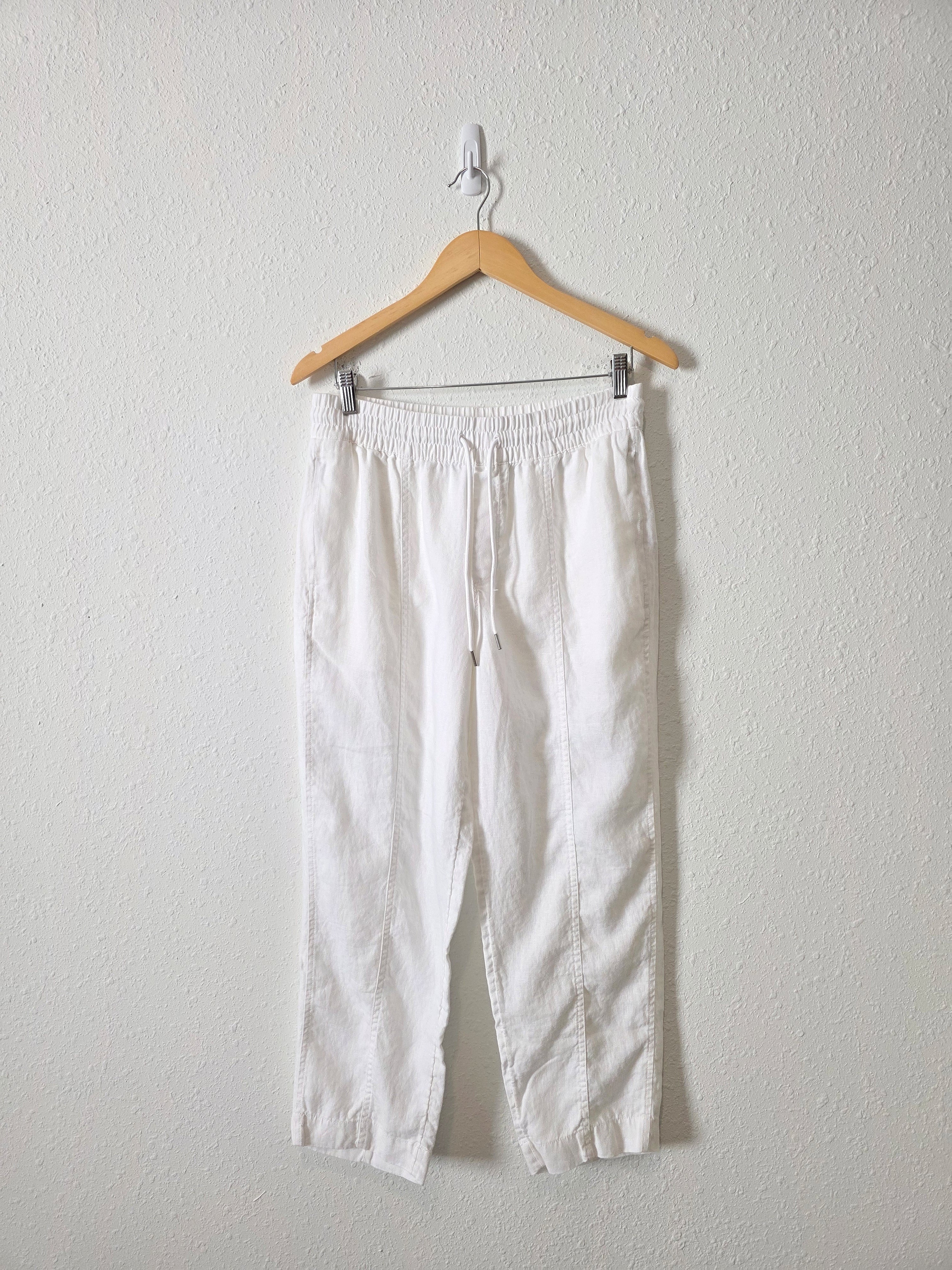 Athleta White Linen Drawstring Pants (SP)