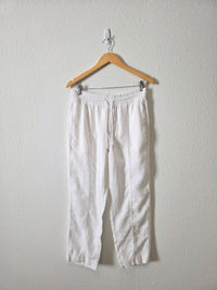 Athleta White Linen Drawstring Pants (SP)