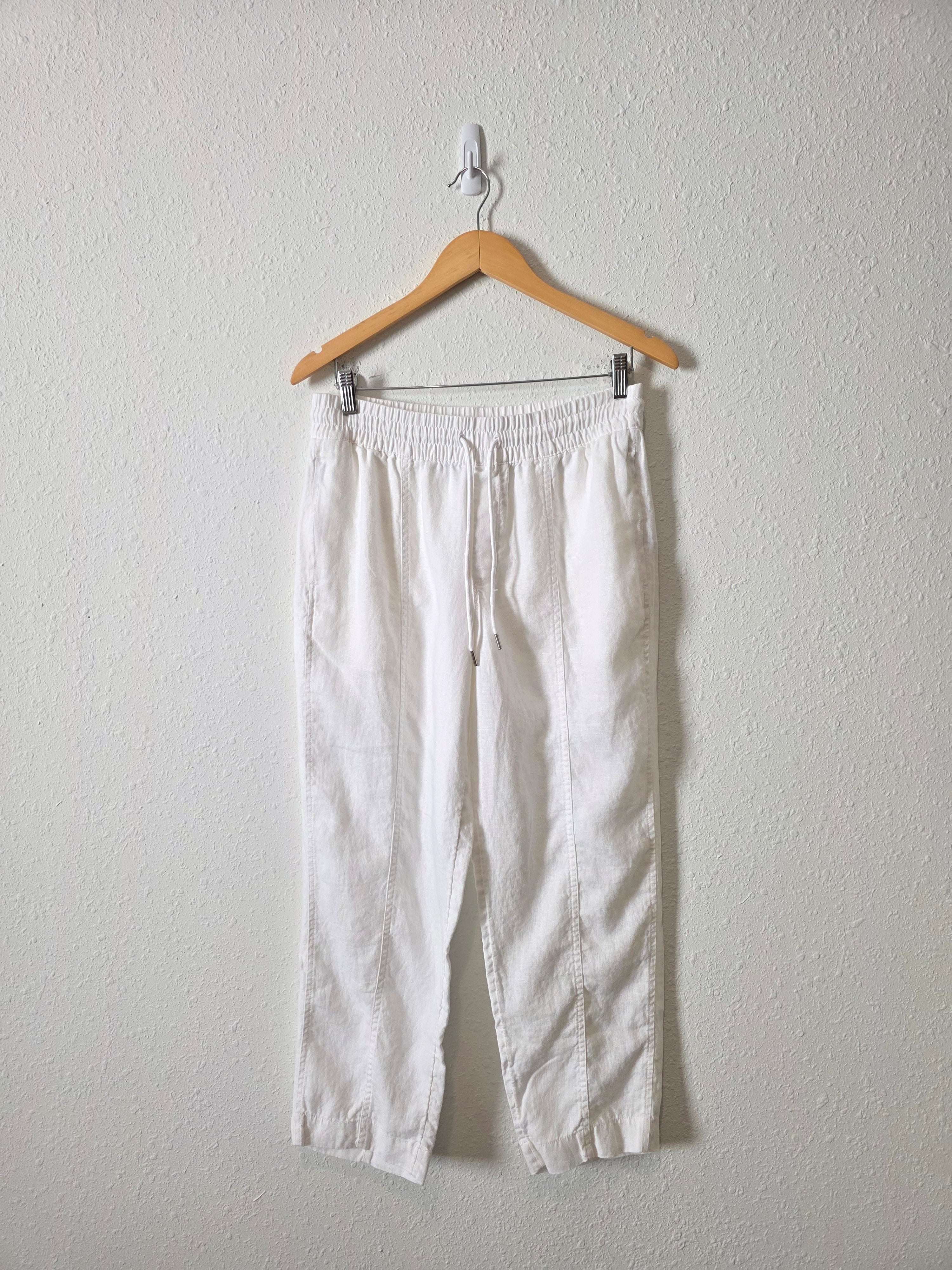 Athleta White Linen Drawstring Pants (SP)