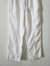 Athleta White Linen Drawstring Pants (SP)
