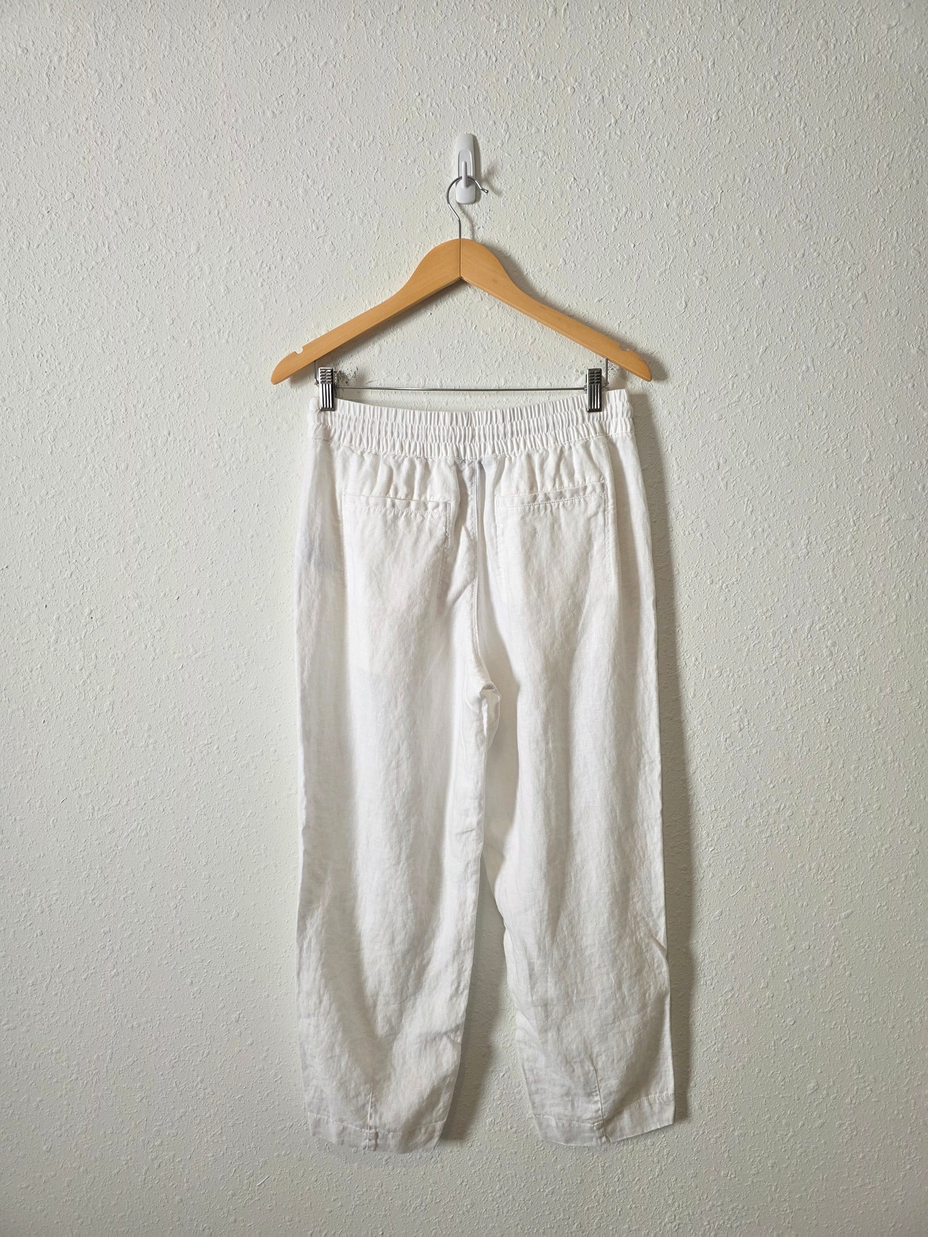 Athleta White Linen Drawstring Pants (SP)