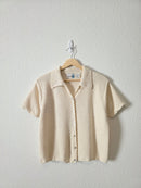 Vintage Textured Button Up Knit Top (L)