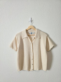 Vintage Textured Button Up Knit Top (L)