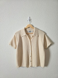 Vintage Textured Button Up Knit Top (L)