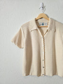 Vintage Textured Button Up Knit Top (L)