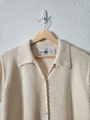 Vintage Textured Button Up Knit Top (L)
