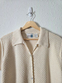 Vintage Textured Button Up Knit Top (L)