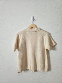 Vintage Textured Button Up Knit Top (L)