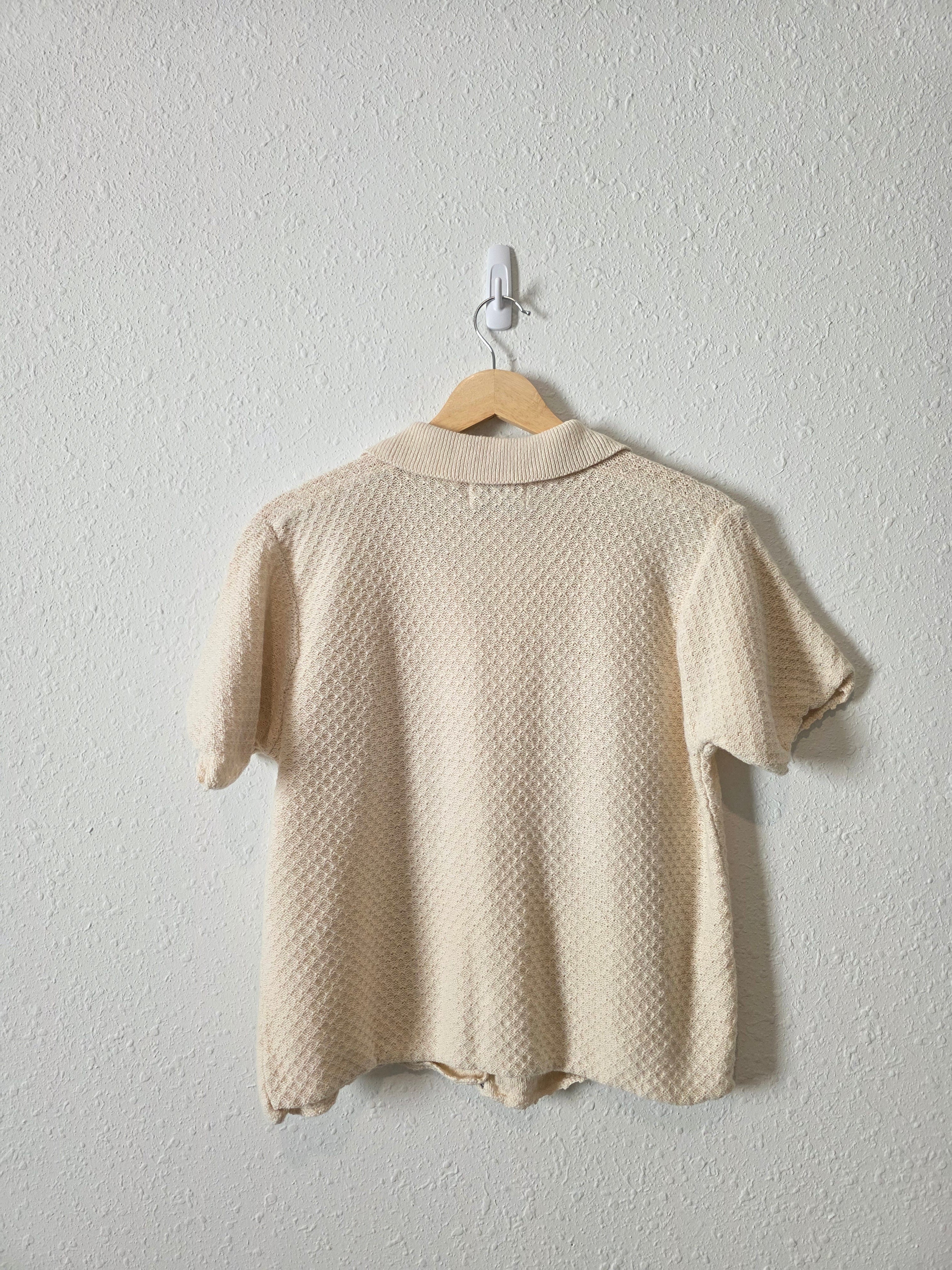 Vintage Textured Button Up Knit Top (L)